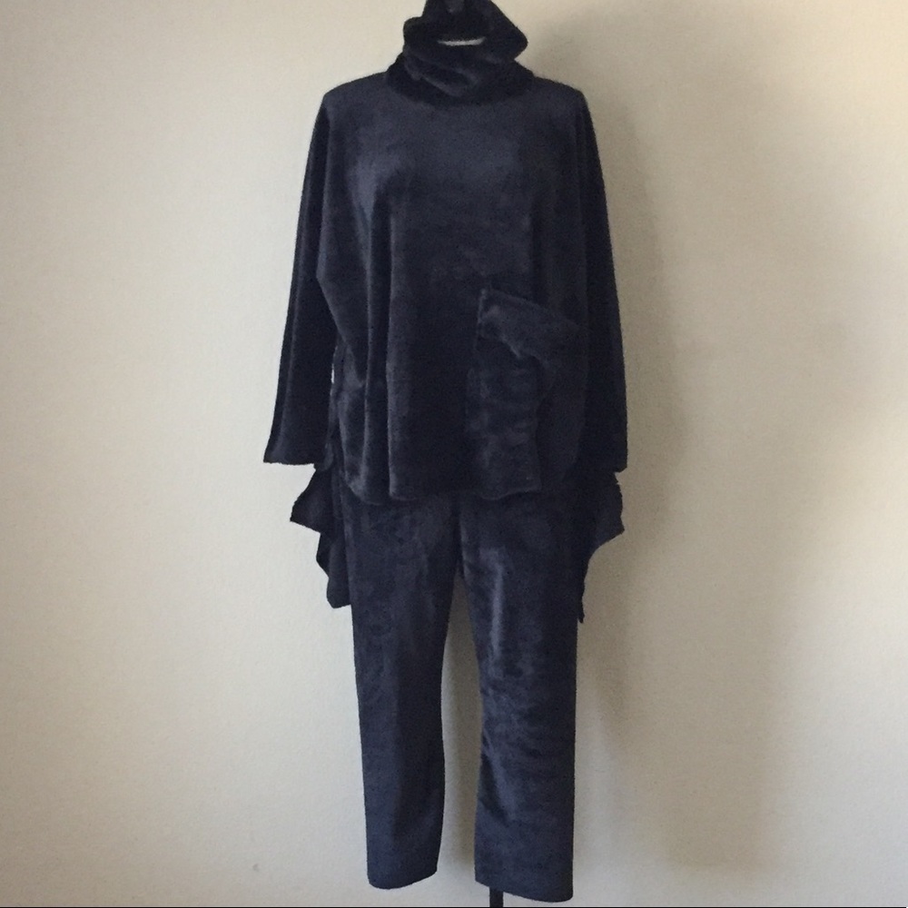 MINK FLEECEwarm black plush Velvet pant set 1x-2x - Picture 3 of 8